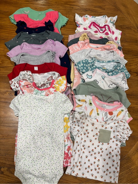 Carter's Other - Girls 12M Multi-Color Short-Sleeve Baby Onesies Lot